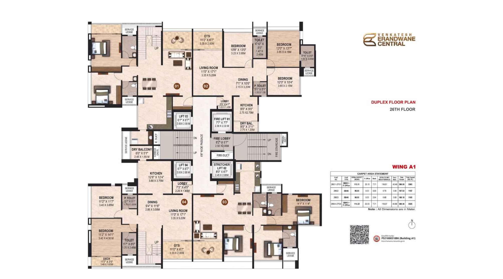 Venkatesh-Erandwane-Central-Floor-Plan-Wing-A-Duplex-Floor-Plan-26th-Floor
